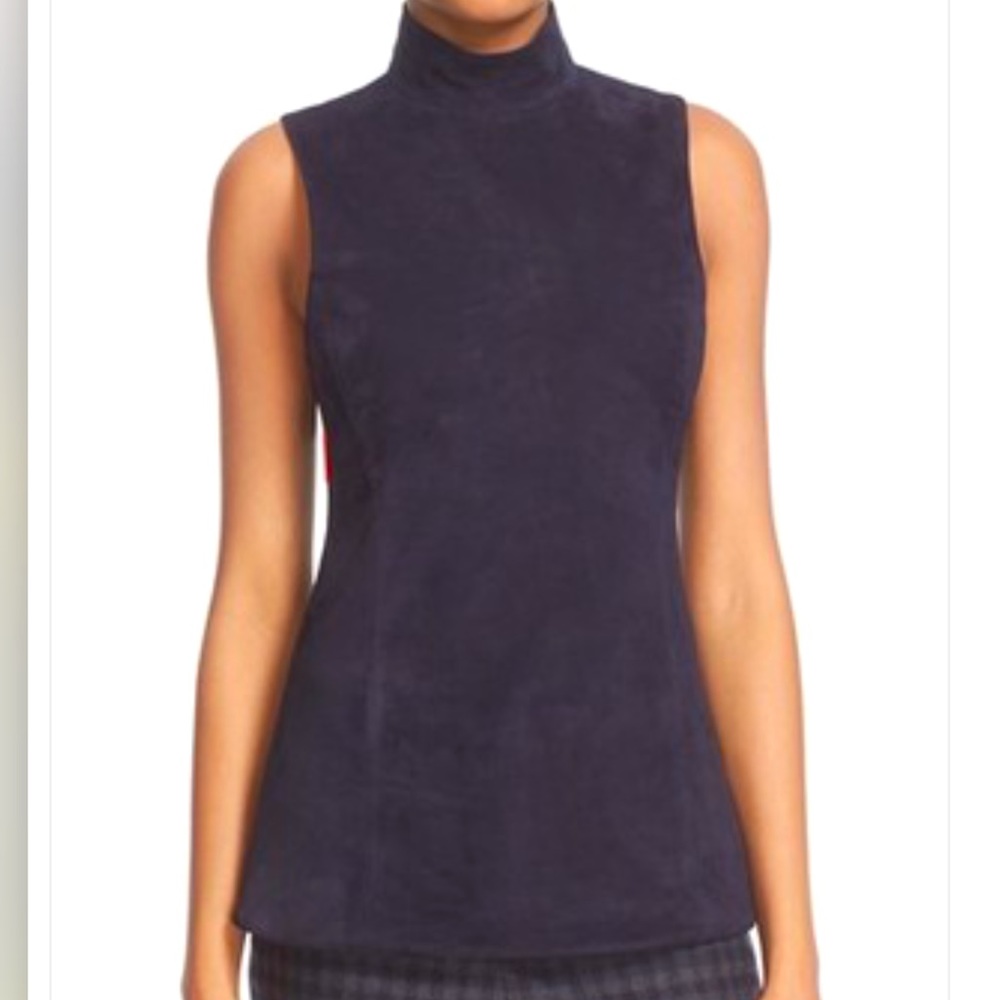 Theory Eulia Tilde Deep Navy Lamb Suede Top